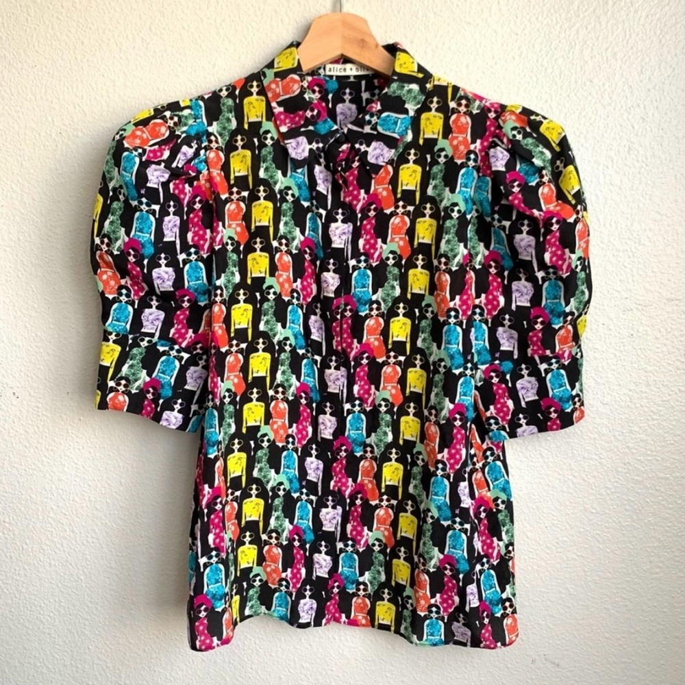 Alice + Olivia Willa Puff Sleeve Top